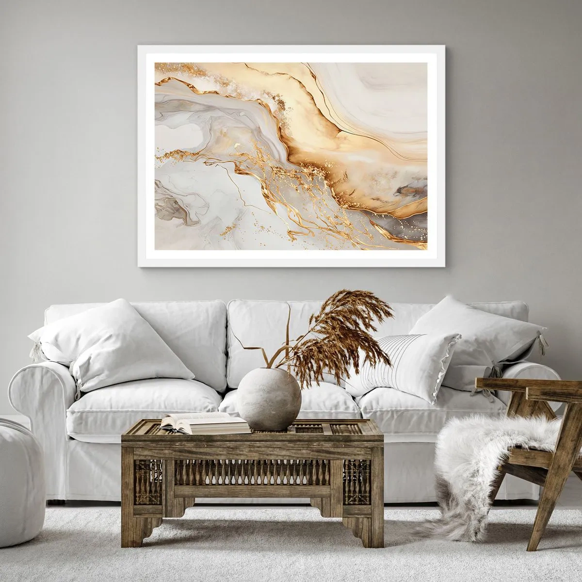 Poster in cornice bianca - Astrazione: bellezza e bontà - 60x60 cm