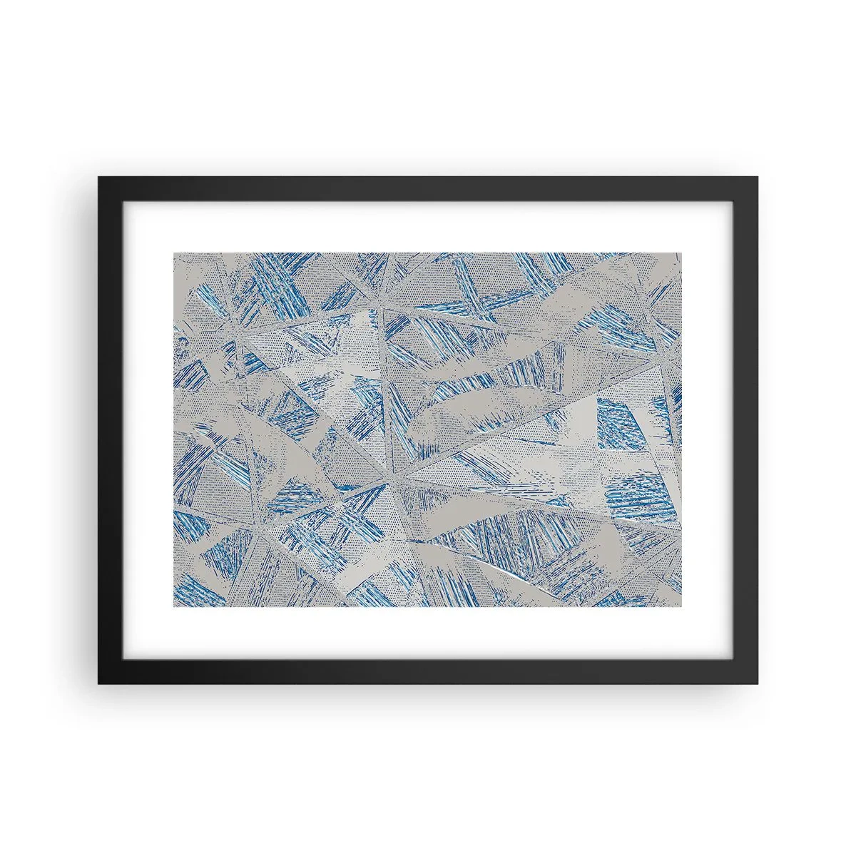 Poster in cornice nera - Nel labirinto grigioblu - 40x30 cm