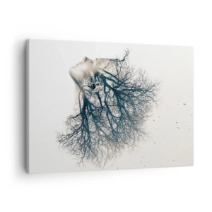 Quadro su tela - Stampe su Tela - Silhouette creativa di una donna e alberi - 70x50cm - In ascolto del sussurro dell'albero - Decorazione murale moderna per soggiorno e camera da letto ARTTOR