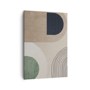 Quadro su tela - Stampe su Tela - Forme geometriche nei toni del beige e del verde - 50x70cm - La mitezza dell'ovale - Decorazione murale moderna per soggiorno e camera da letto ARTTOR