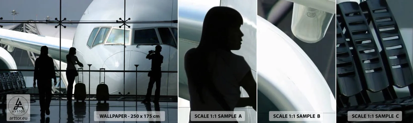 Campione Di Fotomurale Standard Eco - Faccia a faccia in aeroporto - Aereo, Aeroporto, Viaggi - 100x30 cm