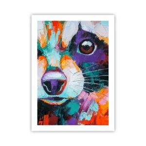 Poster - Ritratto astratto colorato di un animale con un occhio espressivo - 50x70cm - Solo buone emozioni - Decorazione murale moderna per soggiorno e camera da letto ARTTOR