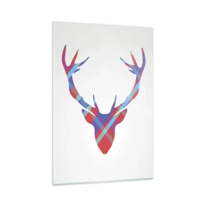 Quadro su vetro - Immagine geometrica di un cervo su uno sfondo chiaro - 80x120cm - Cervo scozzese - Decorazione murale moderna per soggiorno e camera da letto ARTTOR