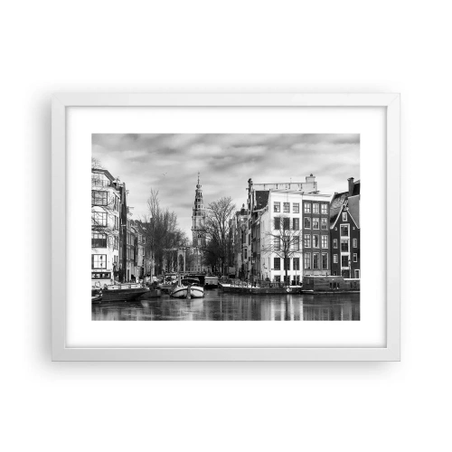 Poster in cornice bianca - Atmosfera di Amsterdam - 40x30 cm