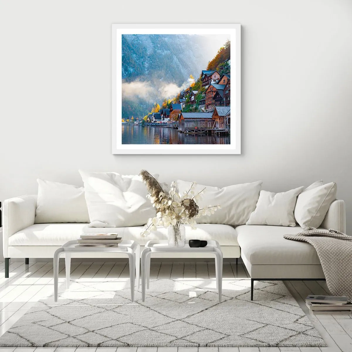 Poster in cornice bianca - Atmosfera alpina - 30x30 cm