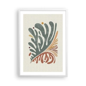 Poster in cornice bianca - Foglia multicolore - 50x70 cm