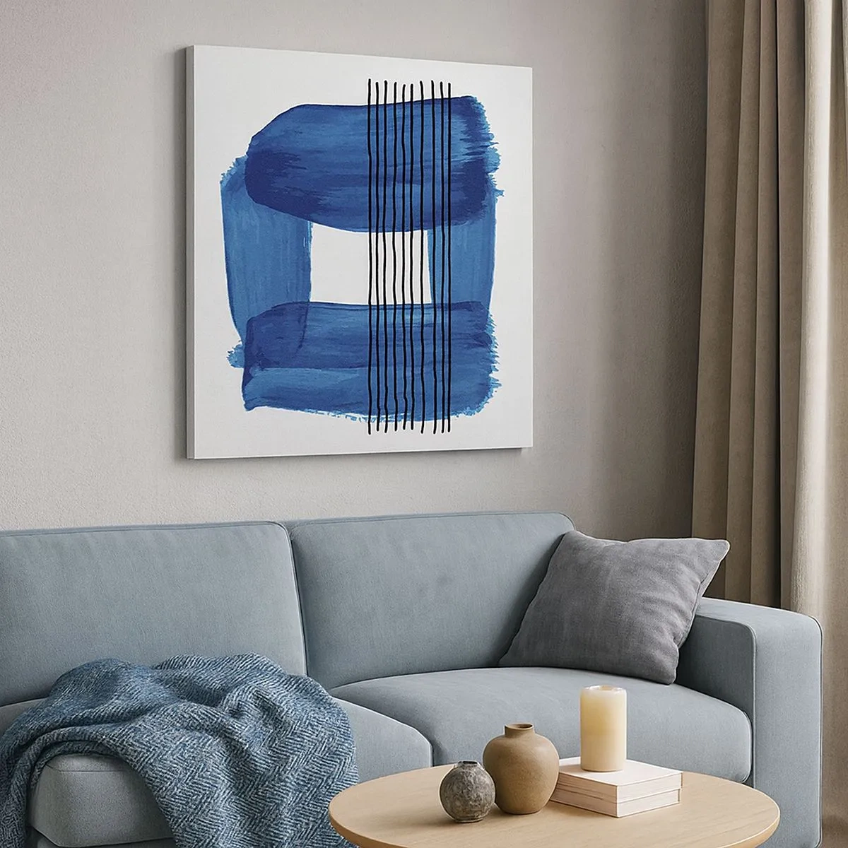 Quadro su tela - Stampe su Tela - Composizione blu e nera - 30x30 cm