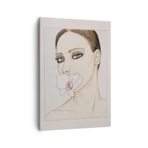 Quadro su tela - Stampe su Tela - Ritratto di donna con un'orchidea dai colori delicati - 50x70cm - Simbolo di eleganza e bellezza - Decorazione murale moderna per soggiorno e camera da letto ARTTOR