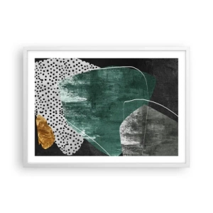 Poster in cornice bianca - Astrazione colorata con petalo d'oro - 70x50 cm