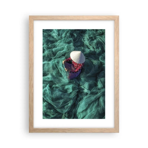 Poster in cornice rovere chiaro - Nel mare di reti - 30x40 cm