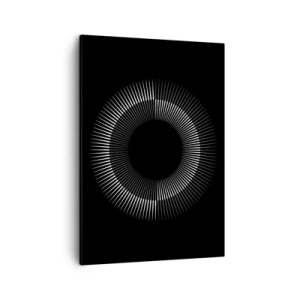 Quadro su tela - Stampe su Tela - Cerchio grafico con raggi in bianco e nero - 50x70cm - Sole nero - Decorazione murale moderna per soggiorno e camera da letto ARTTOR