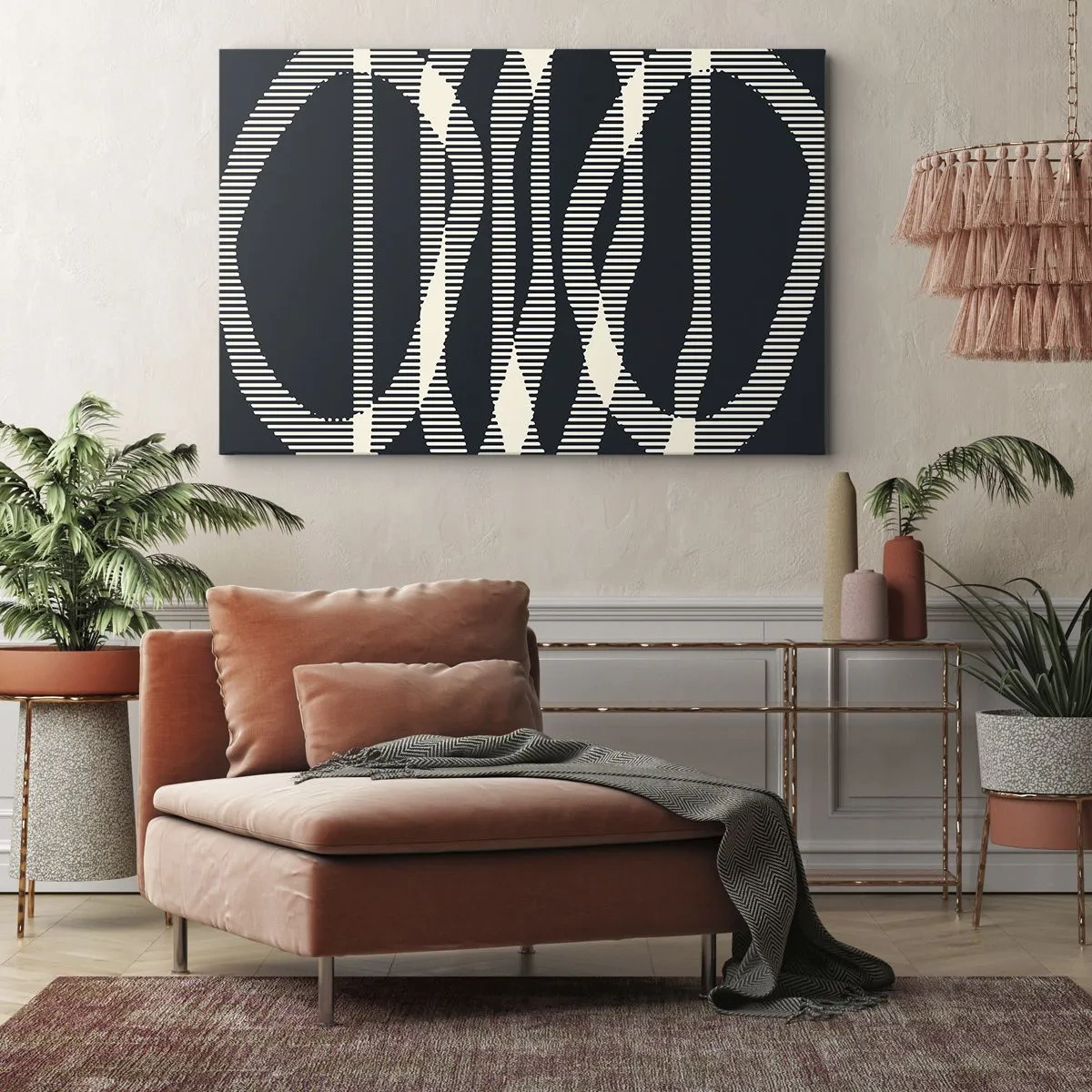 Quadro su tela - Stampe su Tela - Linee geometriche in tonalità chiare su sfondo scuro - 100x70cm - Tentativo di rompere l'oscurità - Decorazione murale moderna per soggiorno e camera da letto ARTTOR