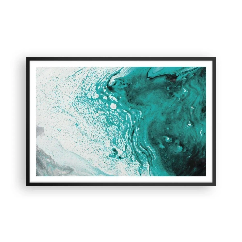 Poster in cornice nera - Sciogliendosi nel bianco e nel turchese - 91x61 cm