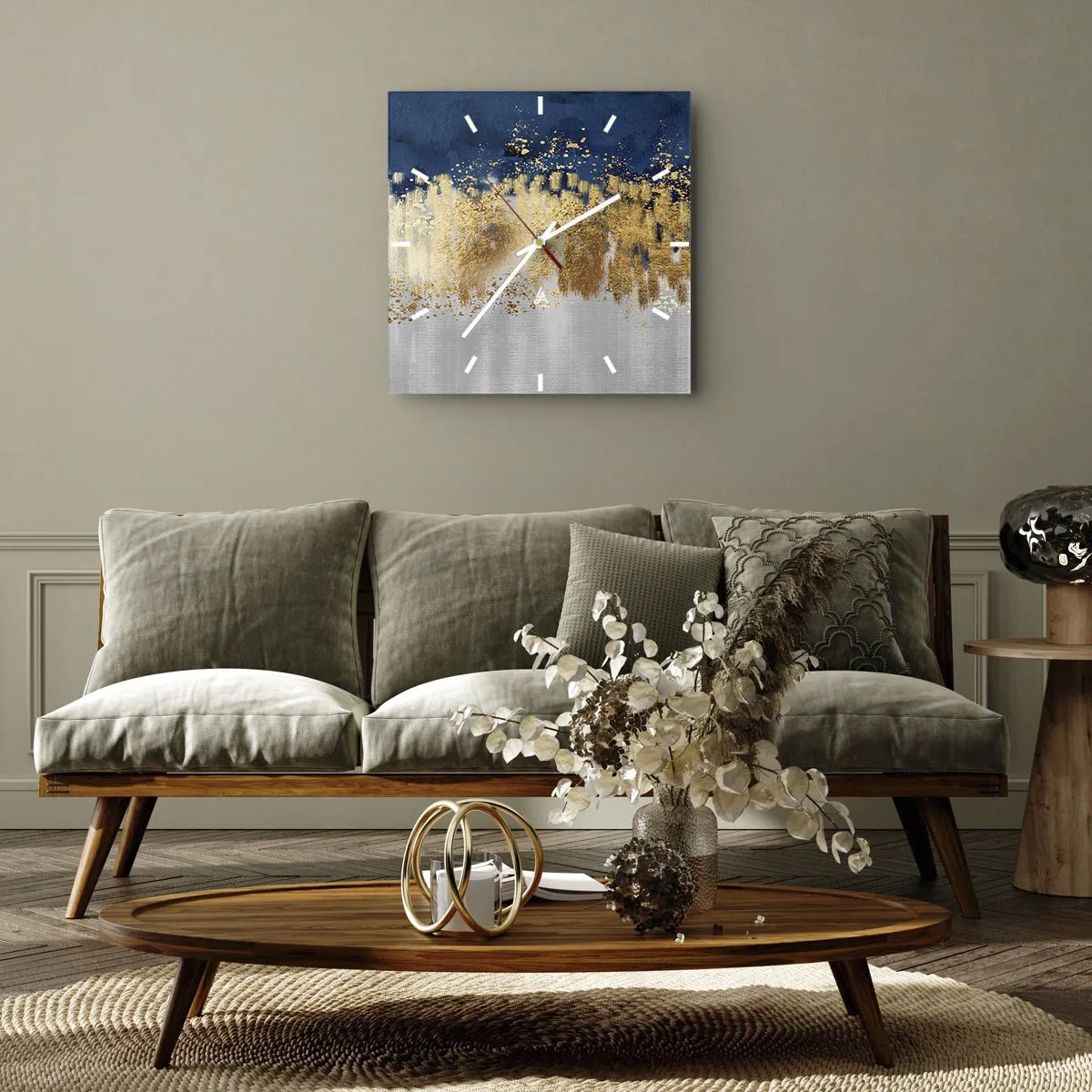 Orologio da parete - Orologio in Vetro - Composizione moderna con bagliore - 40x40 cm