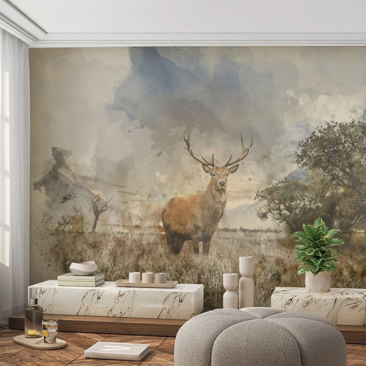 Fotomurali Standard Eco - Dignità - forza - maestosità - Animali, Cervo, Paesaggio - 400x280 cm