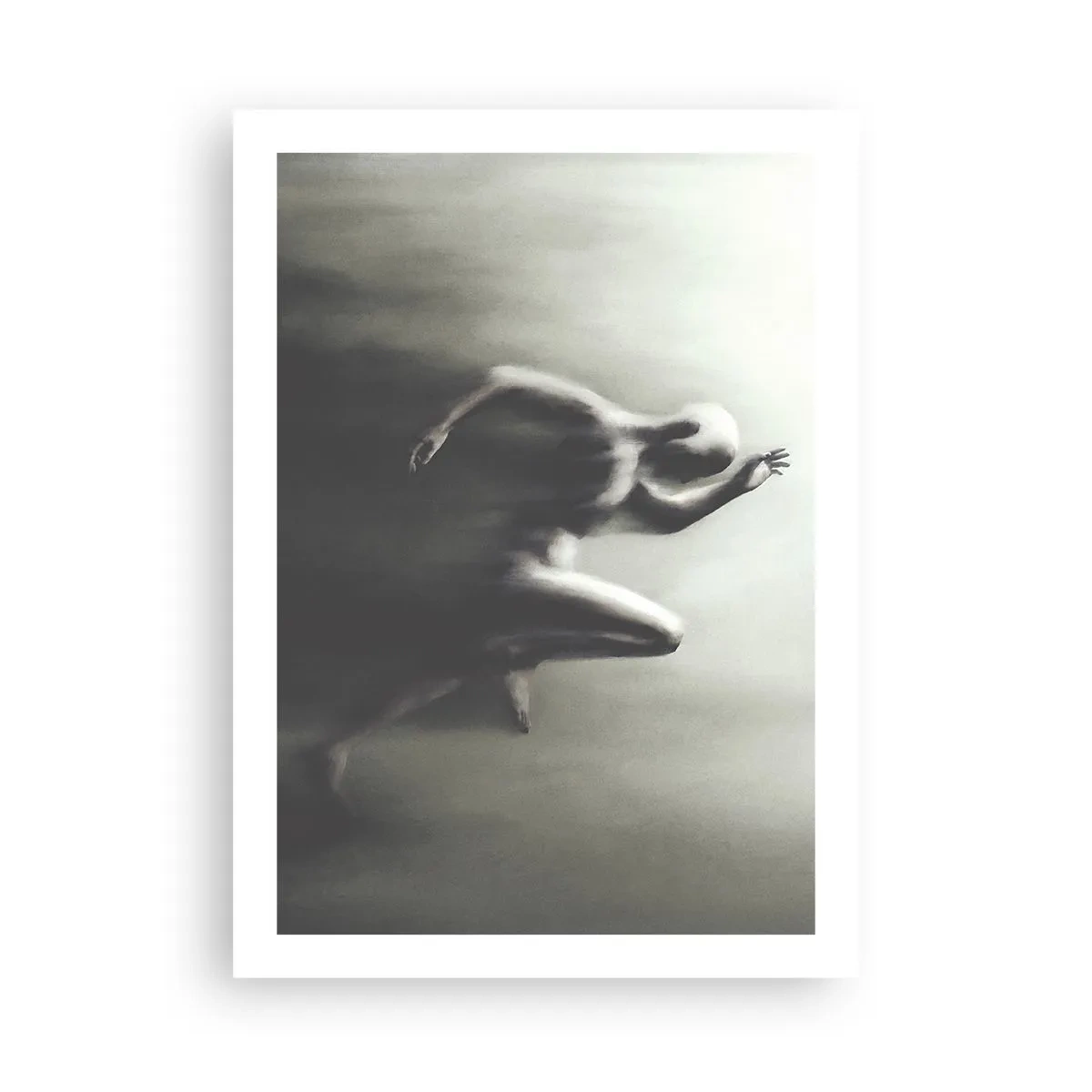 Poster - Una figura astratta in movimento in toni monocromatici. - 50x70cm - Inarrestabile - Decorazione murale moderna per soggiorno e camera da letto ARTTOR
