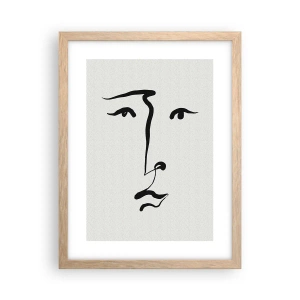 Poster in cornice rovere chiaro - Ritratto con un tratto solo - 30x40 cm