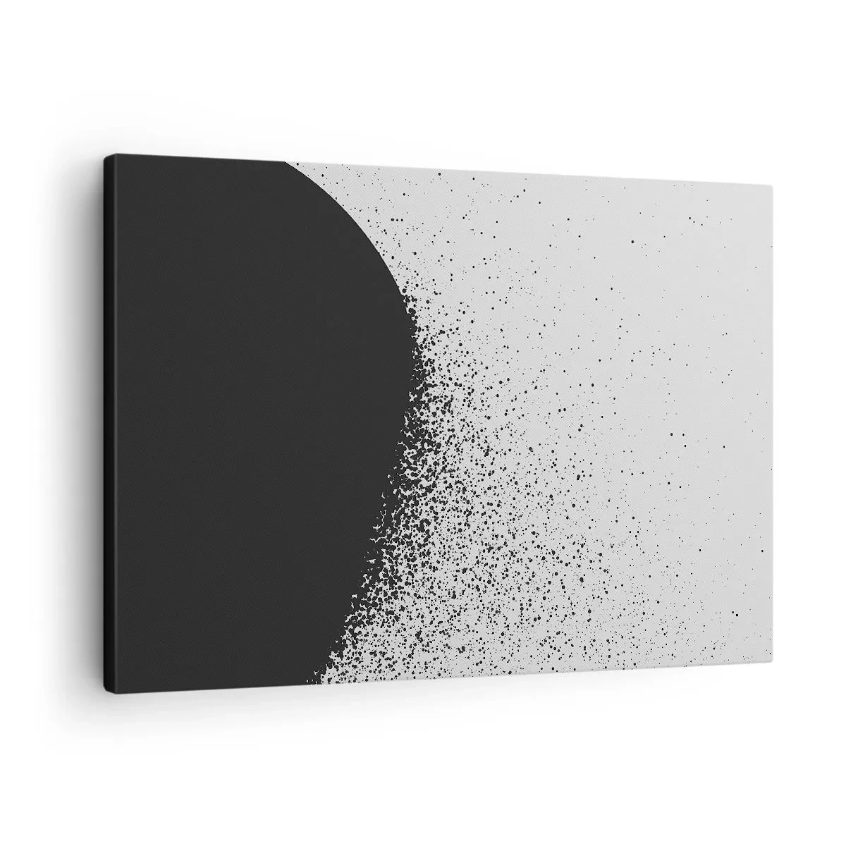 Quadro su tela - Stampe su Tela - Motivo astratto con particelle nere su sfondo chiaro - 70x50cm - Il movimento delle particelle - Decorazione murale moderna per soggiorno e camera da letto ARTTOR
