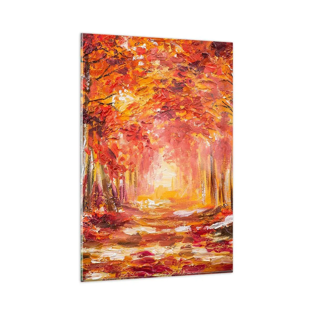 Quadro su vetro - Foresta autunnale nei toni del rame e dell'oro - 80x120cm - Foresta di rame - Decorazione murale moderna per soggiorno e camera da letto ARTTOR