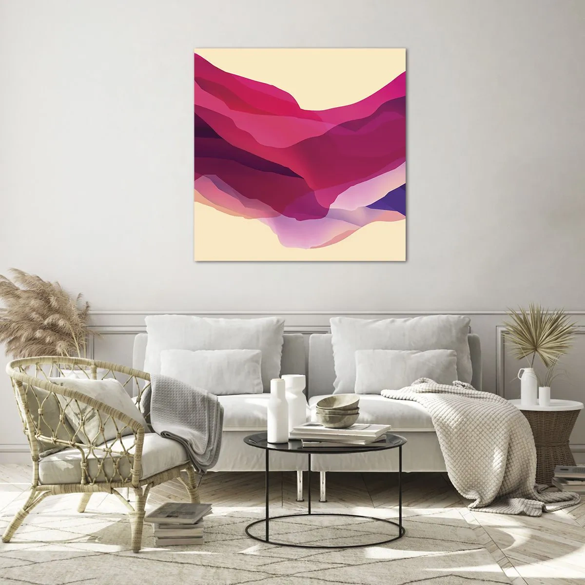 Quadro su vetro - Onde di porpora - 50x50 cm