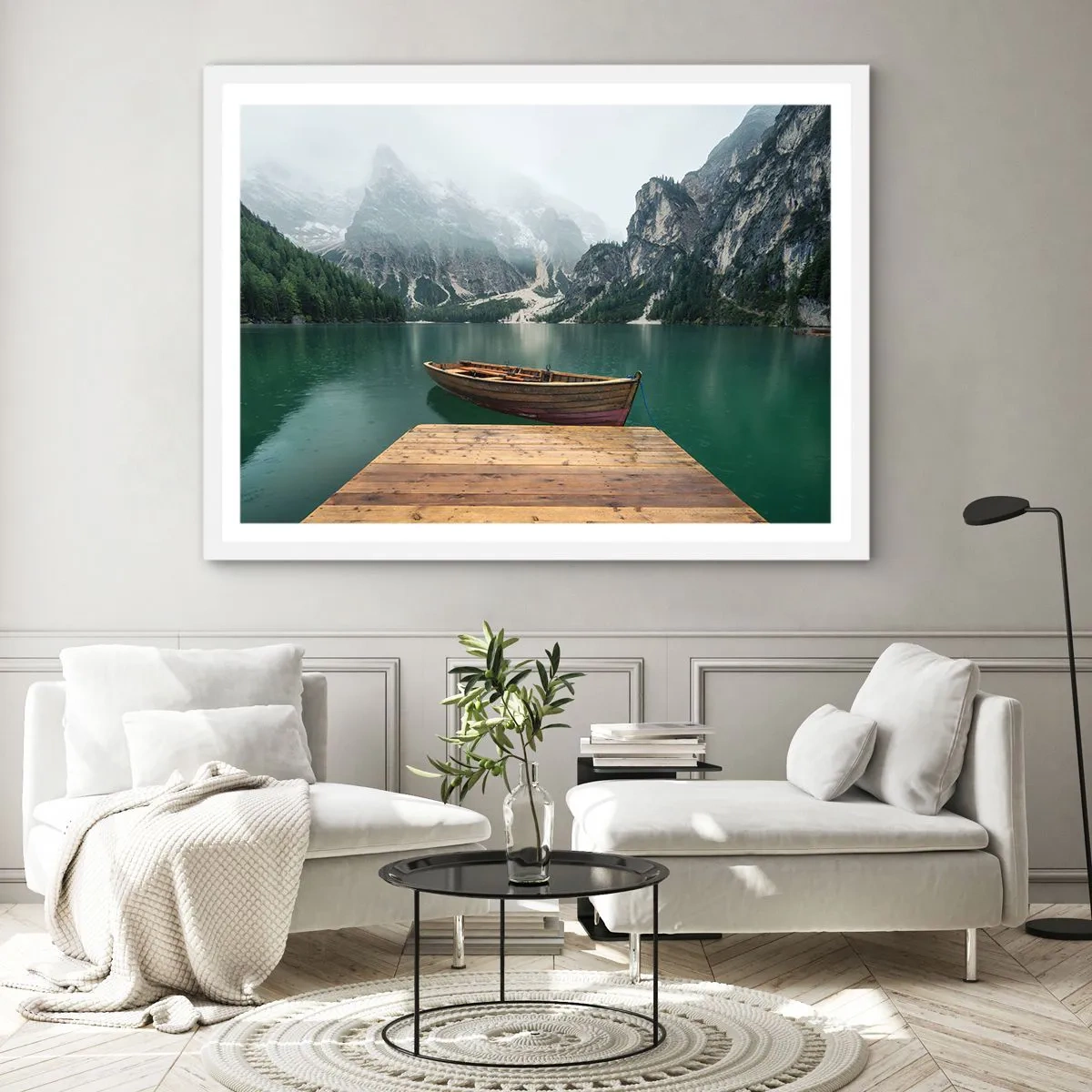 Poster in cornice bianca - E attorno le fiere rocce - 91x61 cm