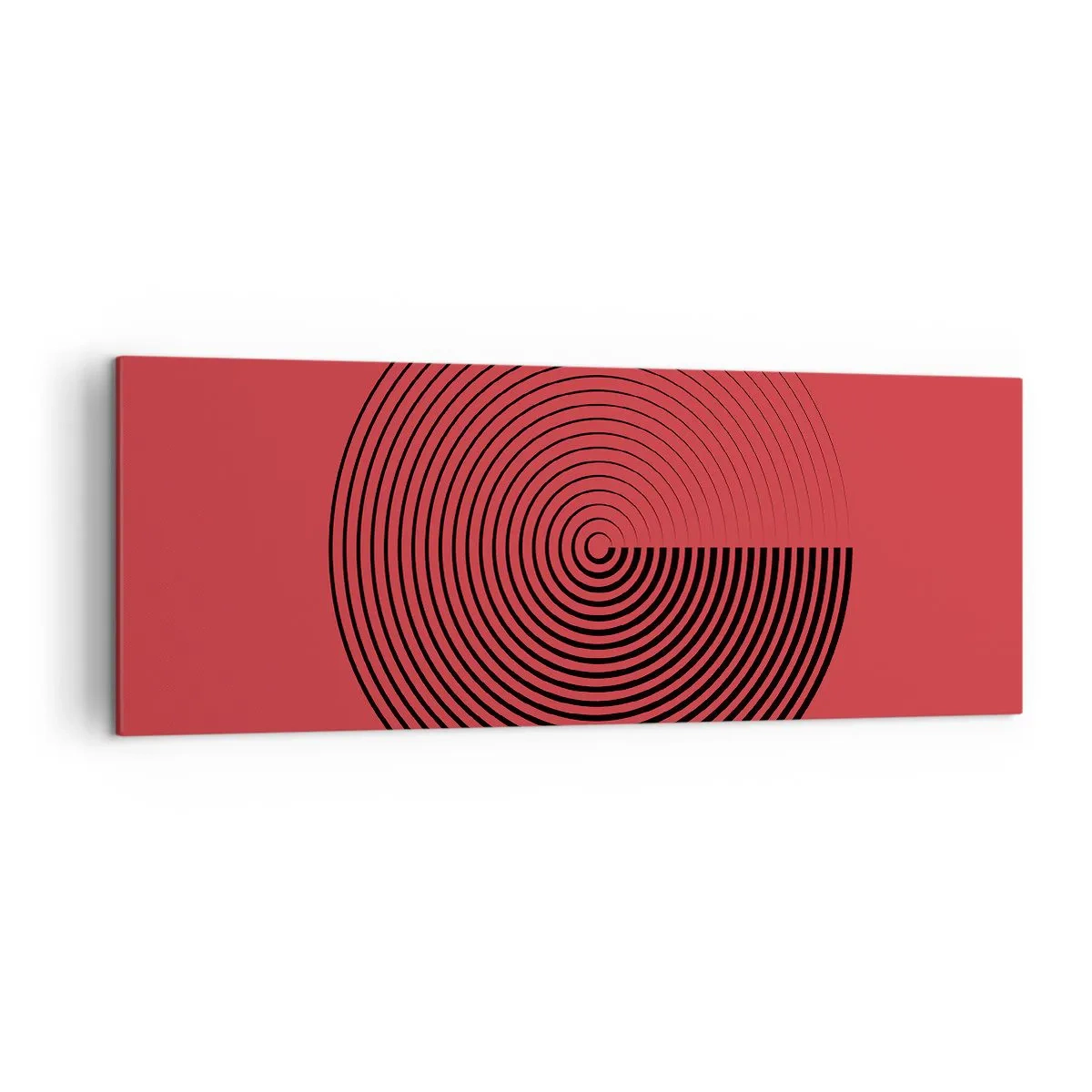 Quadro su tela - Stampe su Tela - Cerchi concentrici su sfondo rosso - 140x50cm - Movimento circolare - Decorazione murale moderna per soggiorno e camera da letto ARTTOR