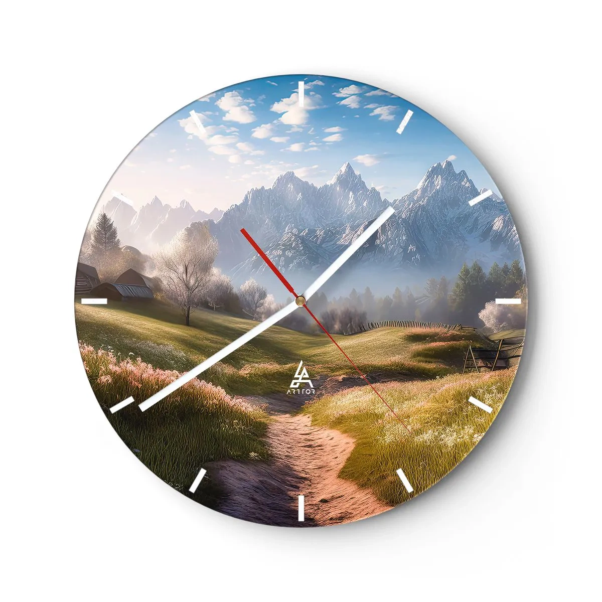 Orologio da parete - Orologio in Vetro - Valle idilliaca - 30x30 cm
