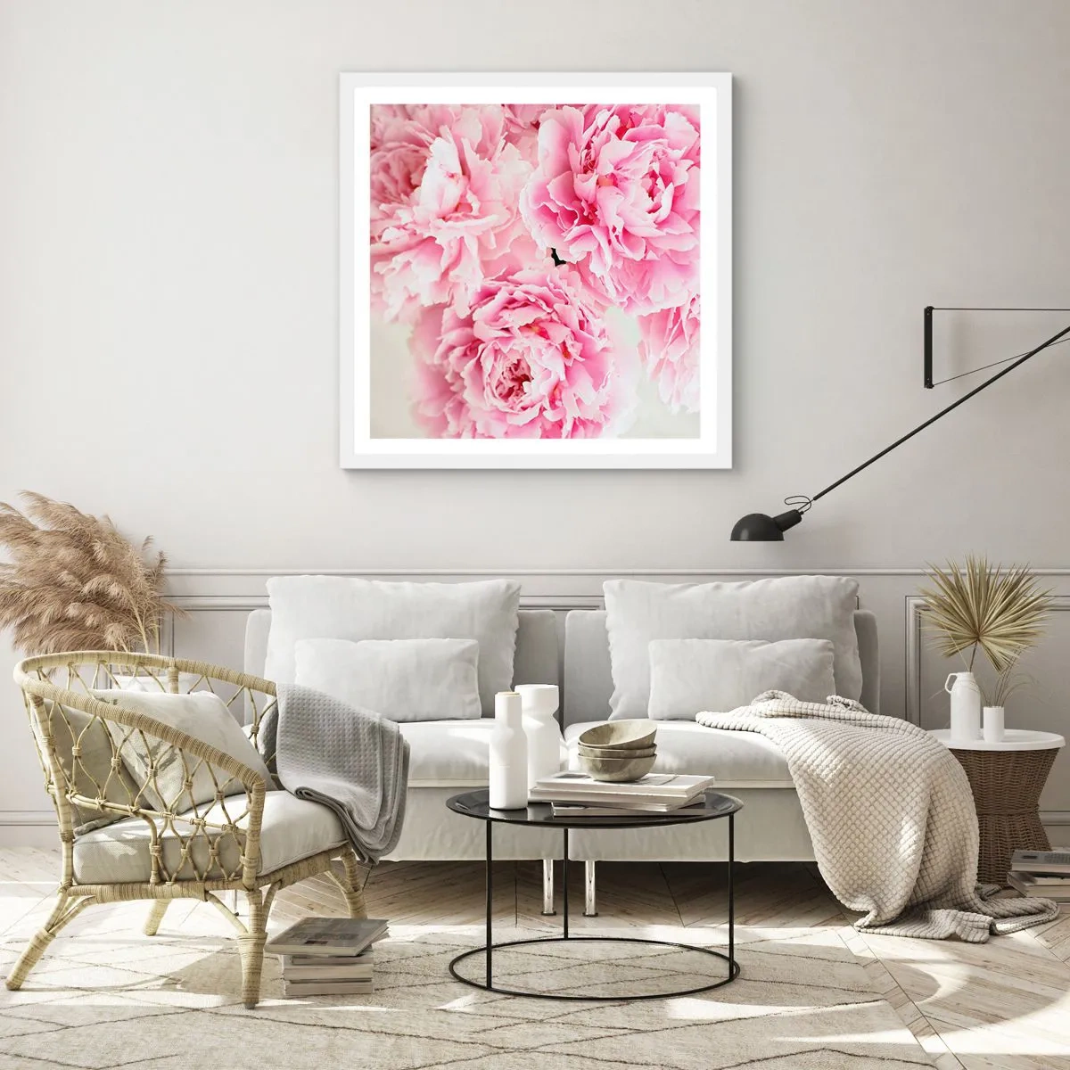 Poster in cornice bianca - Nel fasto rosa - 60x60 cm