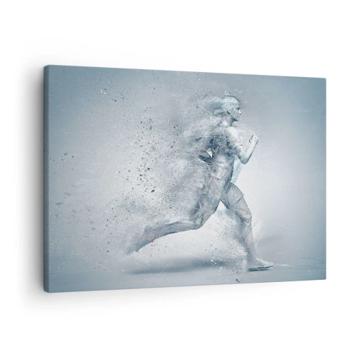 Quadro su tela - Stampe su Tela - Una figura dinamica che corre in uno stile astratto - 70x50cm - Energia pura come un cristallo - Decorazione murale moderna per soggiorno e camera da letto ARTTOR