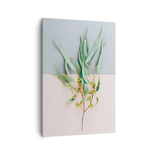 Quadro su tela - Stampe su Tela - Un ramo con foglie su uno sfondo di tonalità pastello - 70x100cm - Delicatezza pastello - Decorazione murale moderna per soggiorno e camera da letto ARTTOR