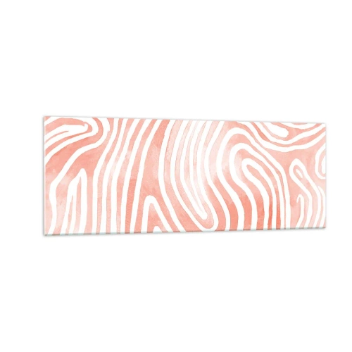 Quadro su vetro - Motivo astratto nei toni del rosa e del bianco - 140x50cm - Nel labirinto di corallo - Decorazione murale moderna per soggiorno e camera da letto ARTTOR