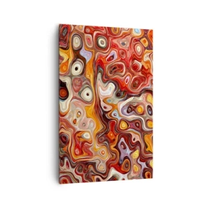 Quadro su tela - Stampe su Tela - Una composizione astratta nelle calde tonalità del rosso, dell'arancione e del giallo. - 80x120cm - Come se le noci si sciogliessero nel miele - Decorazione murale moderna per soggiorno e camera da letto ARTTOR