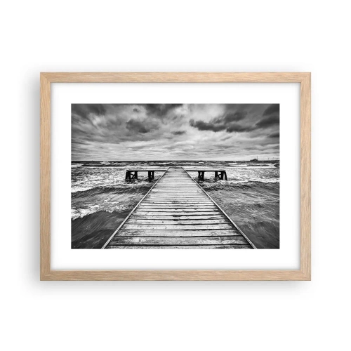 Poster in cornice rovere chiaro - Aspetto che il vento le scacci via... - 40x30 cm