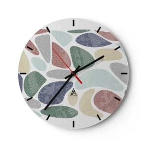 Orologio da parete - Orologio in Vetro - Forme organiche colorate su uno sfondo chiaro - 30x30cm - Mosaico di colori incipriati - Decorazione murale moderna per soggiorno, cucina e camera da letto ARTTOR