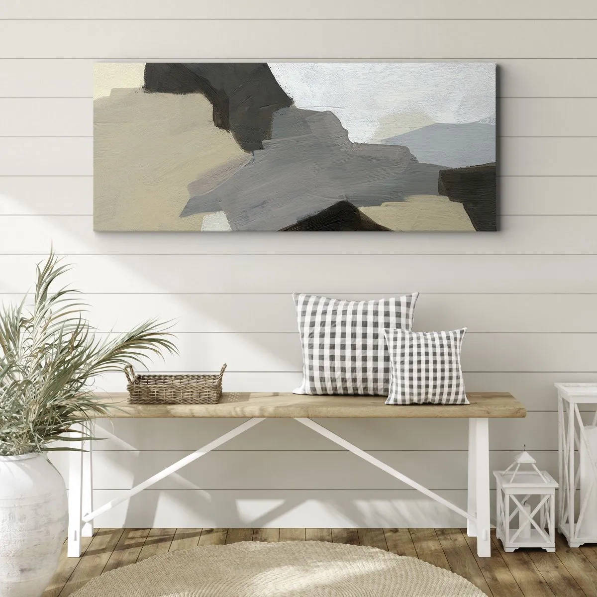 Quadro su tela - Stampe su Tela - Astrazione: il crocevia del grigio - 100x40 cm