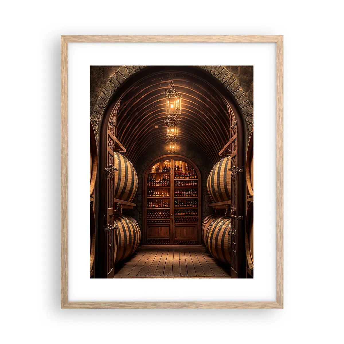 Poster in cornice rovere chiaro - L'atmosfera della cantina - 40x50 cm