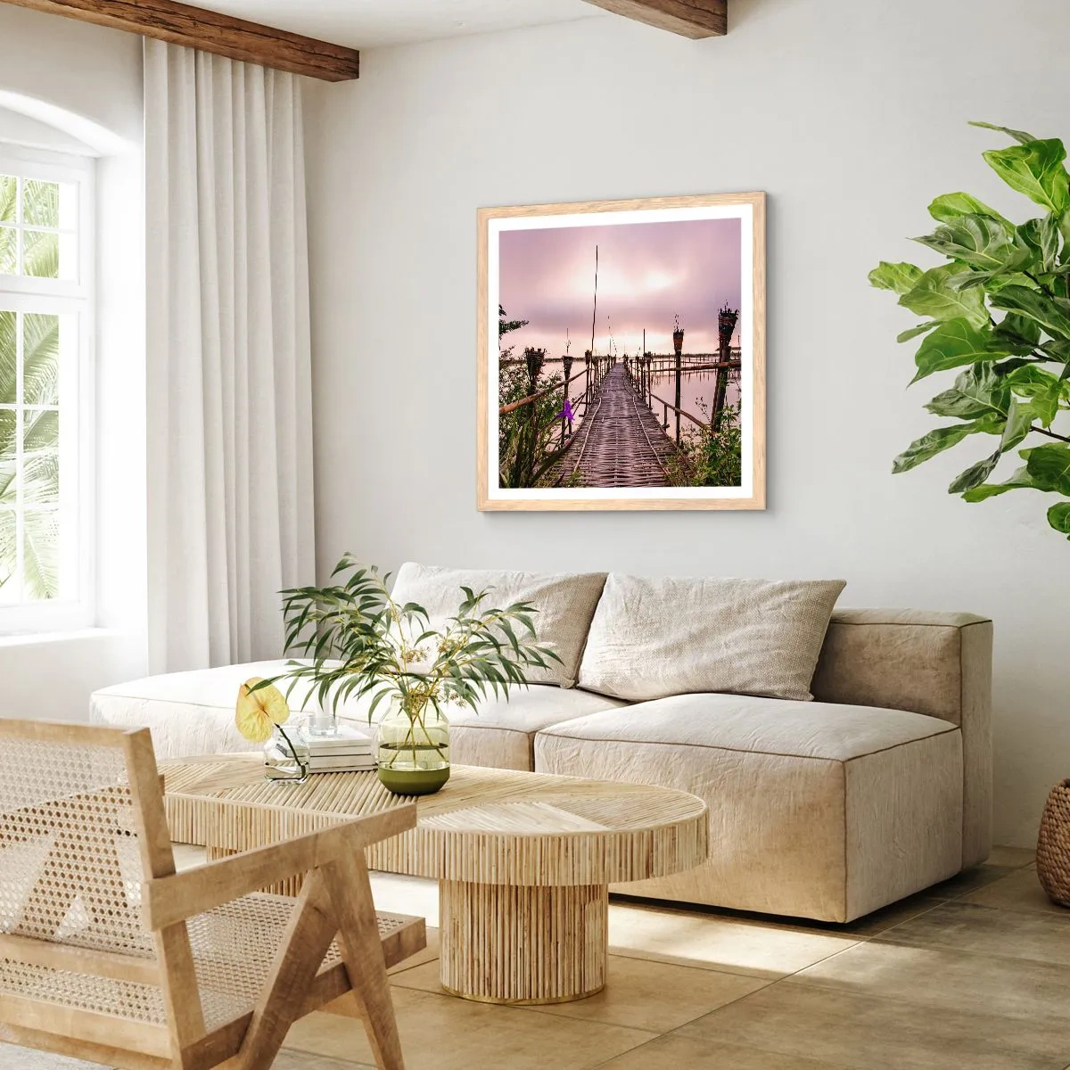 Poster in cornice rovere chiaro - Pace e silenzio dell'Asia - 30x30 cm