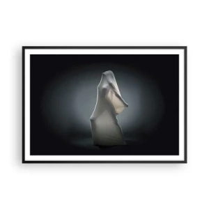 Poster in cornice nera - Una figura in tessuto bianco su uno sfondo scuro - 100x70cm - Desideri nascosti - Decorazione murale moderna per soggiorno e camera da letto ARTTOR