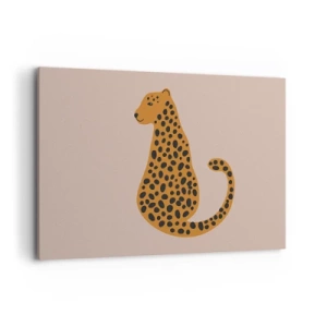Quadro su tela - Stampe su Tela - Un disegno minimalista di una pantera su uno sfondo beige - 120x80cm - Il leopardo è un motivo di moda - Decorazione murale moderna per soggiorno e camera da letto ARTTOR