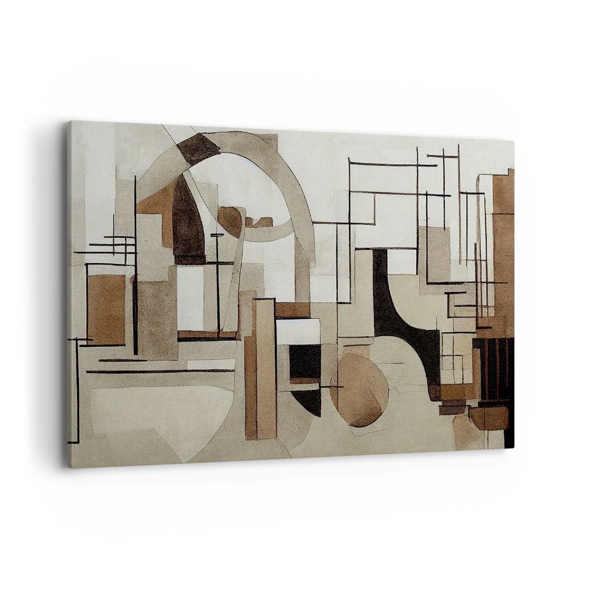 Quadro su tela - Stampe su Tela - Astrazione architettonica in beige e marrone - 100x70cm - Paesaggio urbano 2.0 - Decorazione murale moderna per soggiorno e camera da letto ARTTOR