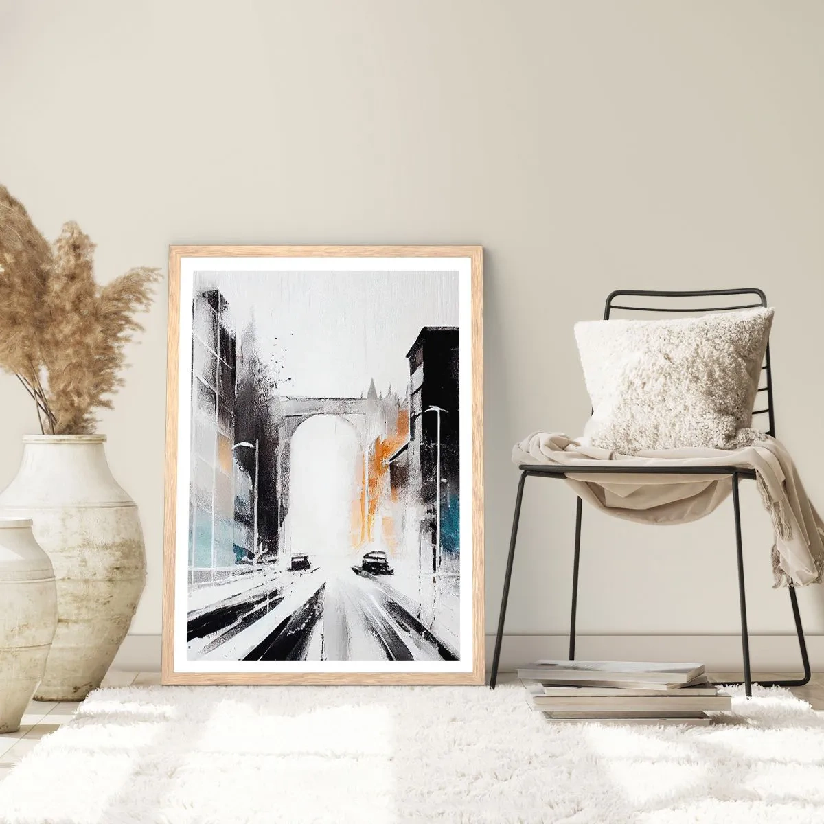 Poster in cornice rovere chiaro - Studio di città: architettura e movimento - 61x91 cm