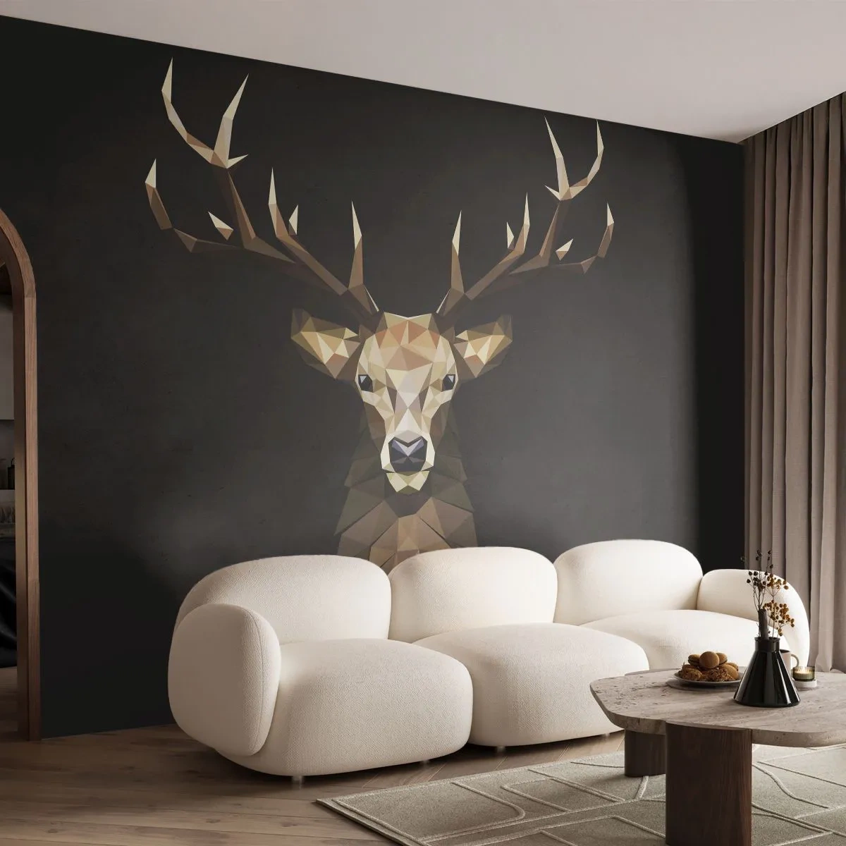Fotomurali Premium Sand - Cervo cubista - Animali, Cervo, Grafica - 250x175 cm