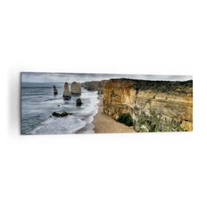Quadro su tela - Stampe su Tela - Costa rocciosa con spiaggia e formazioni rocciose - 160x50cm - Bellezza selvatica - Decorazione murale moderna per soggiorno e camera da letto ARTTOR