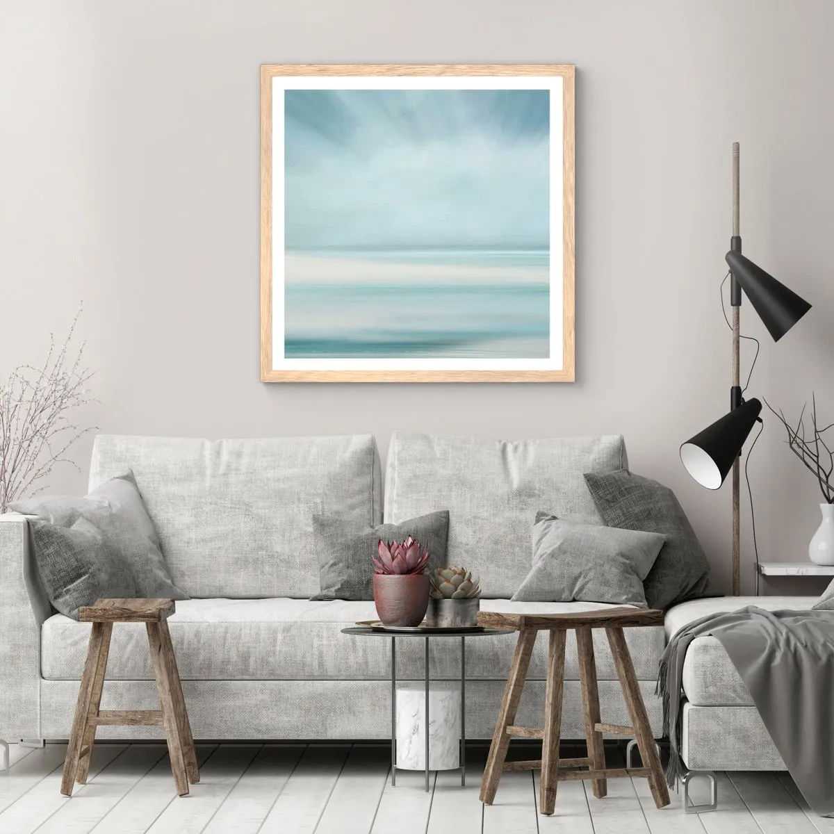 Poster in cornice rovere chiaro - Pace fino all'orizzonte - 60x60 cm