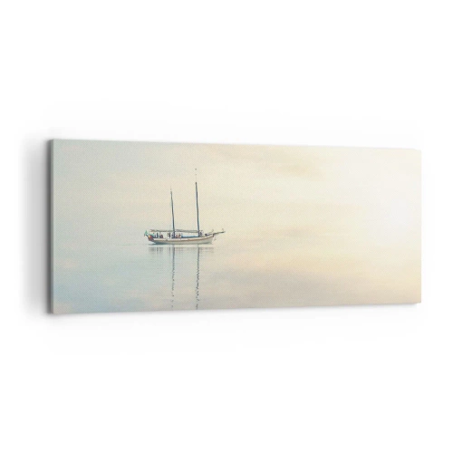 Quadro su tela - Stampe su Tela - Una barca su un mare calmo in una luce soffusa - 120x50cm - Silenzio in mare - Decorazione murale moderna per soggiorno e camera da letto ARTTOR
