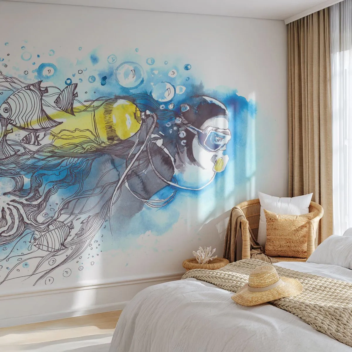Fotomurali Premium Canvas - Il grande blu - Immersione, Pescare, Sport - 250x175 cm