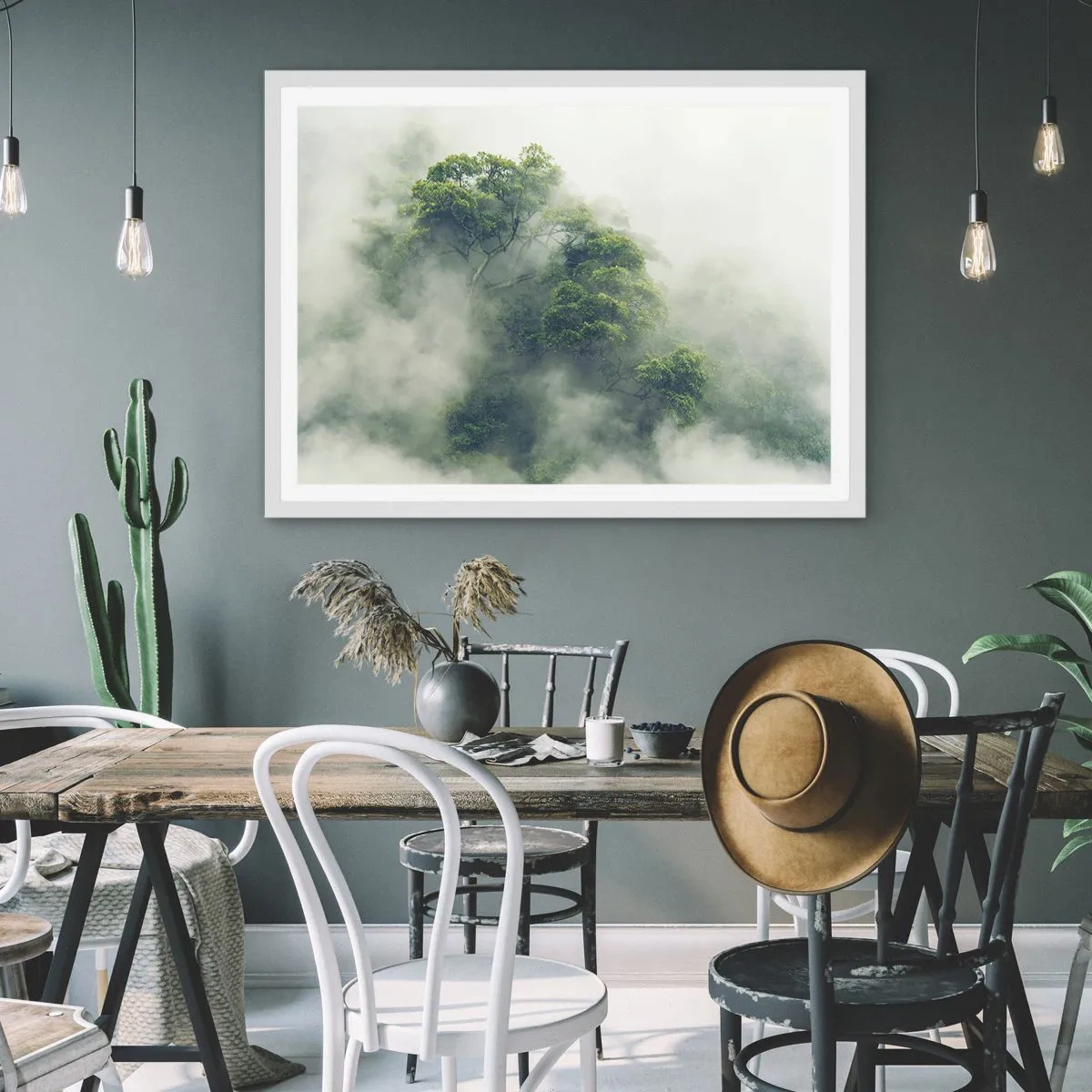 Poster in cornice bianca - Avvolti dalla nebbia - 40x30 cm