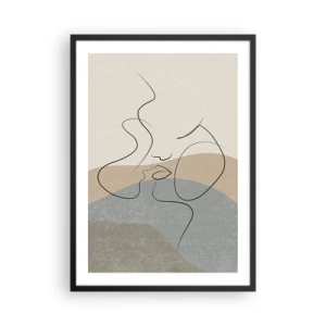 Poster in cornice nera - Una linea minimalista che crea un viso femminile - 50x70cm - Come un tocco di pennello - Decorazione murale moderna per soggiorno e camera da letto ARTTOR