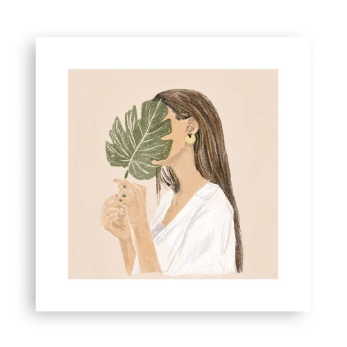 Poster - Misterioso ritratto con ventaglio - 30x30 cm