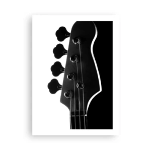 Poster - Un tema musicale minimalista in bianco e nero con una chitarra elettrica. - 50x70cm - Silenzio rock - Decorazione murale moderna per soggiorno e camera da letto ARTTOR